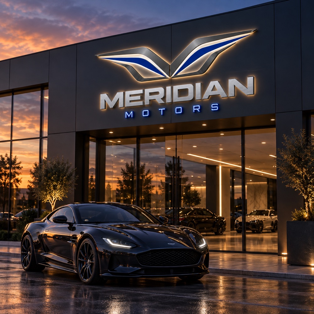 Meridian Motors logo in use, a studio concept