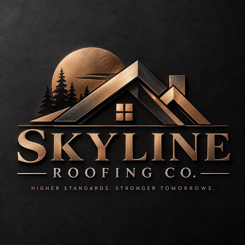 Skyline Roofing Co 3d metallic logo, a concept brand made in the studio for this showcase
