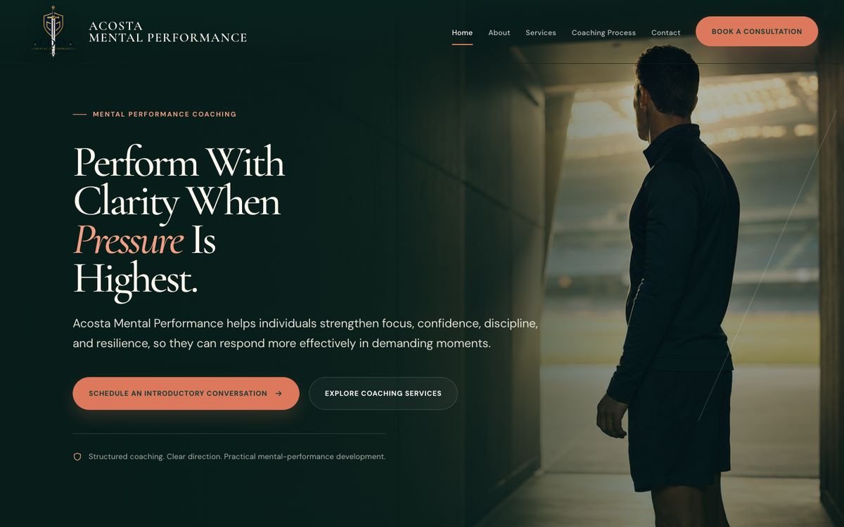 Acosta Mental Performance website homepage