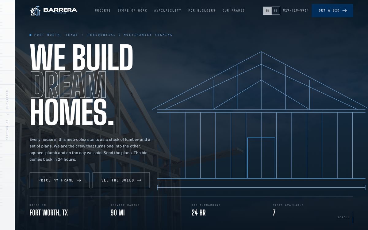 S&J Barrera Framing website homepage
