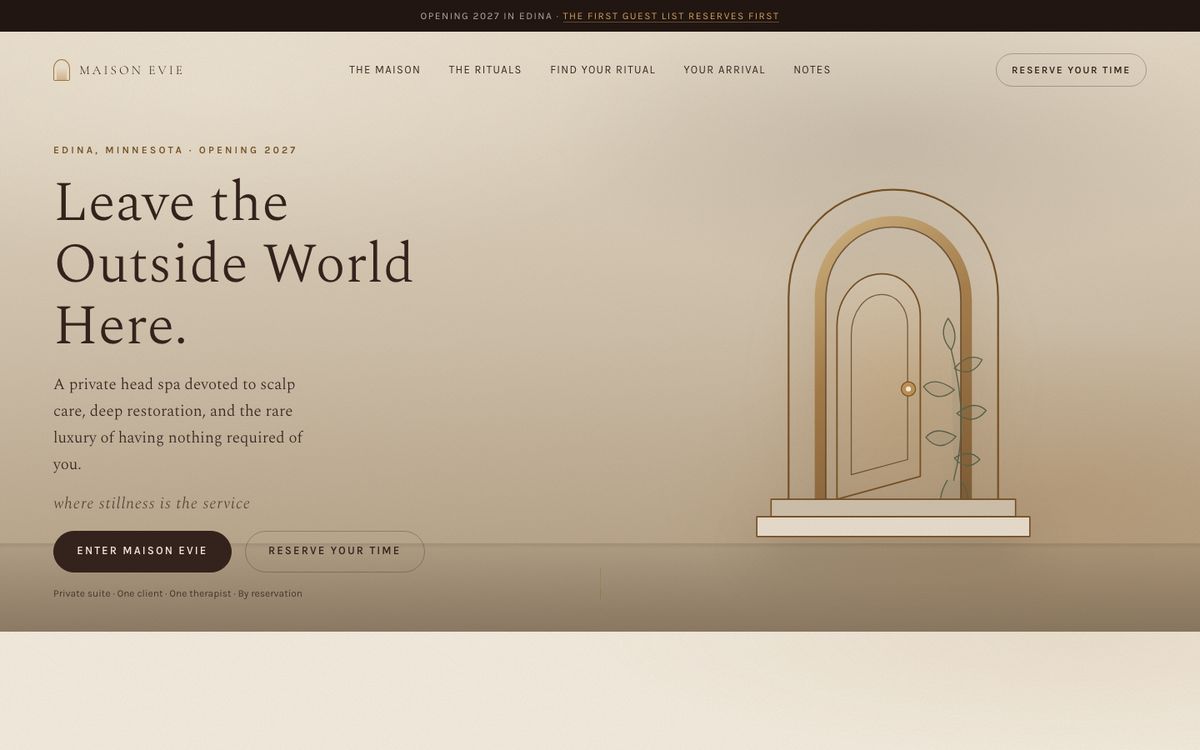 Maison EVIE website homepage