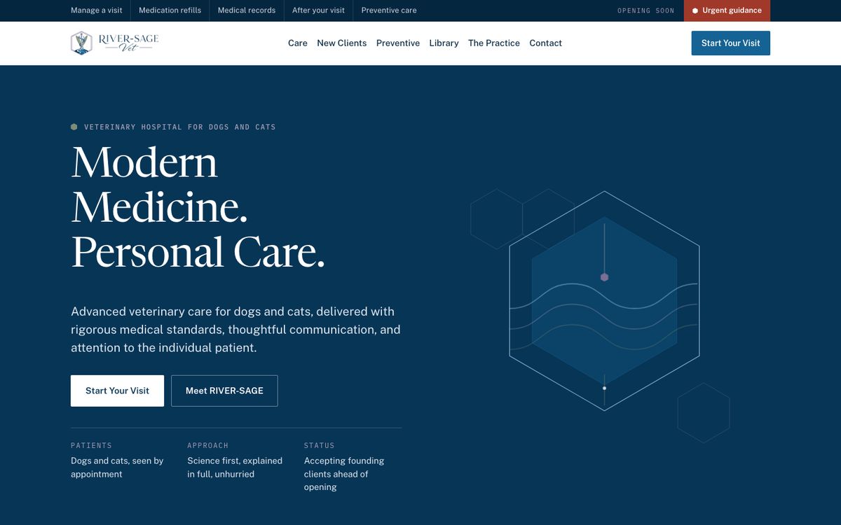 RIVER-SAGE Veterinary website homepage