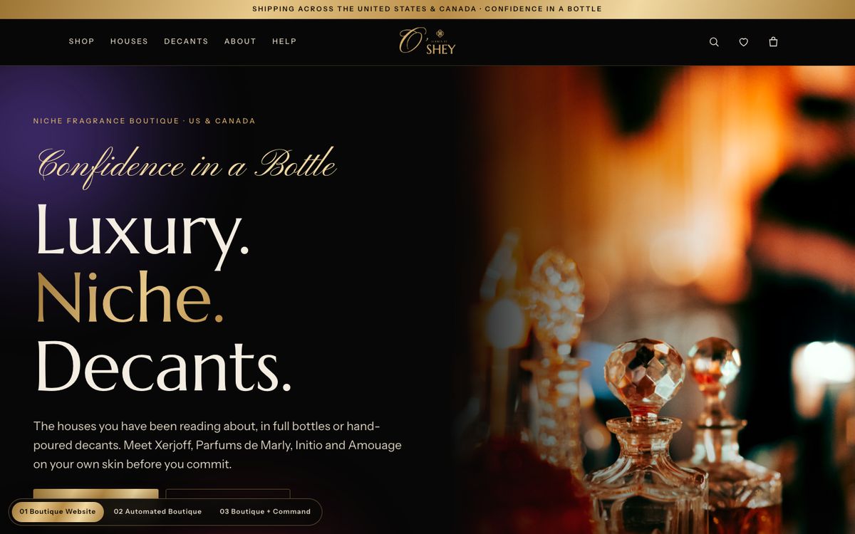 Scents By O'Shey website homepage